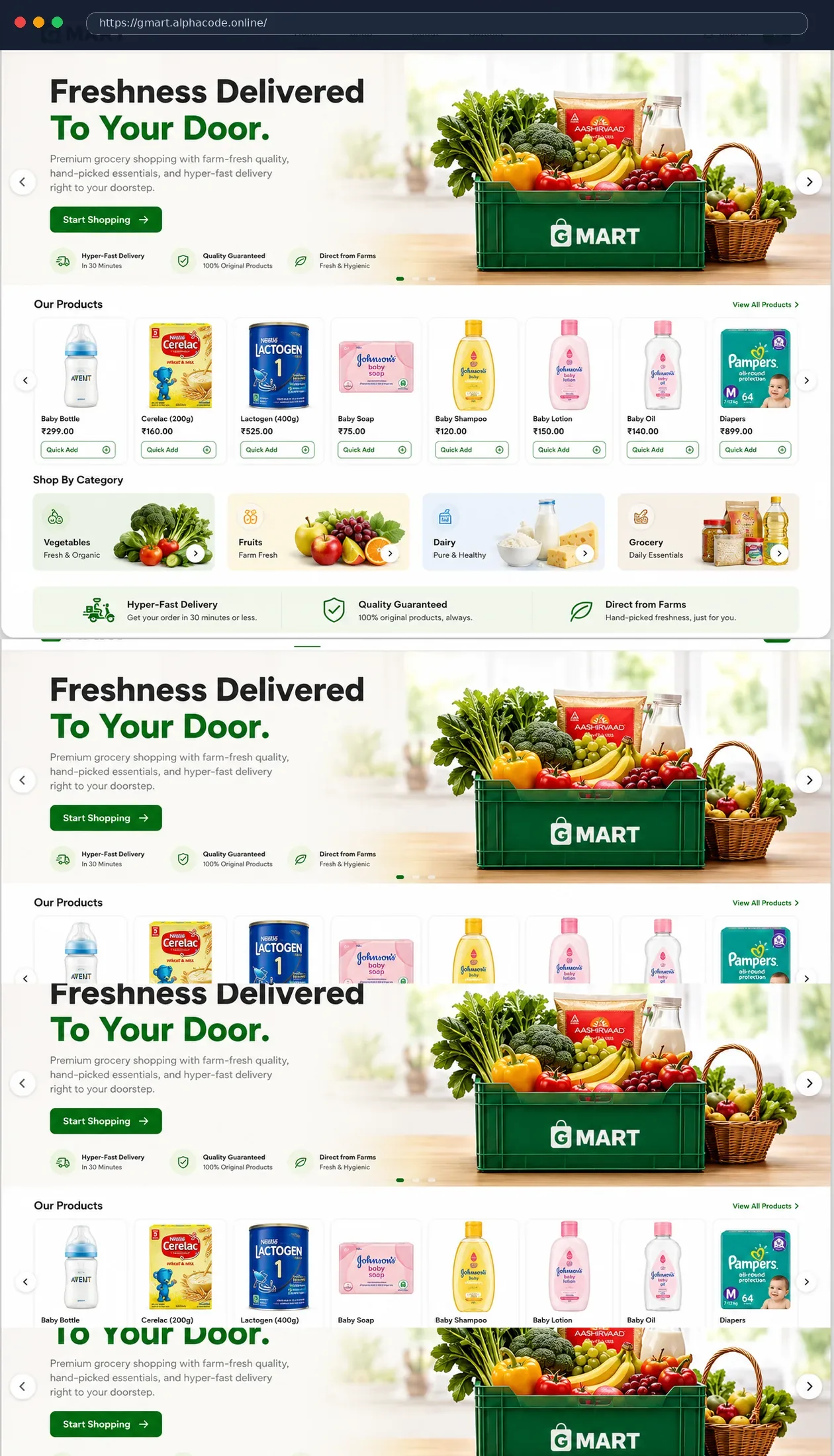 GMart E-Commerce Website scrollable screenshot by AlphaCode