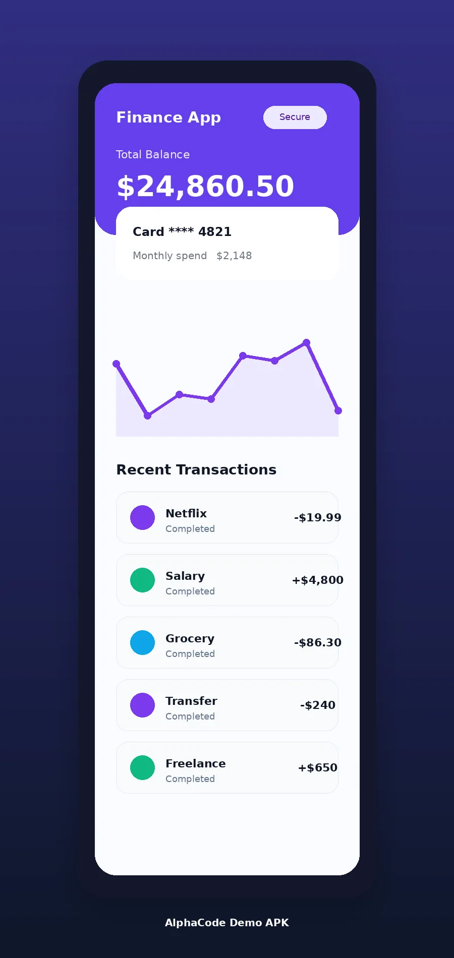 Finance APK Preview scrollable screenshot by AlphaCode