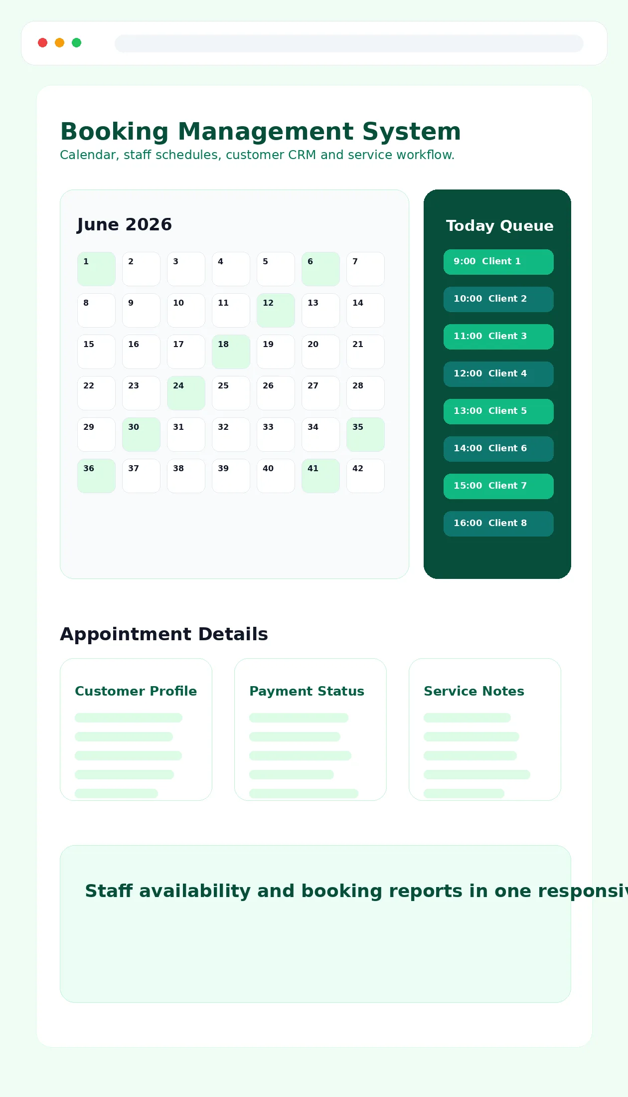 Booking Management Web App scrollable screenshot by AlphaCode
