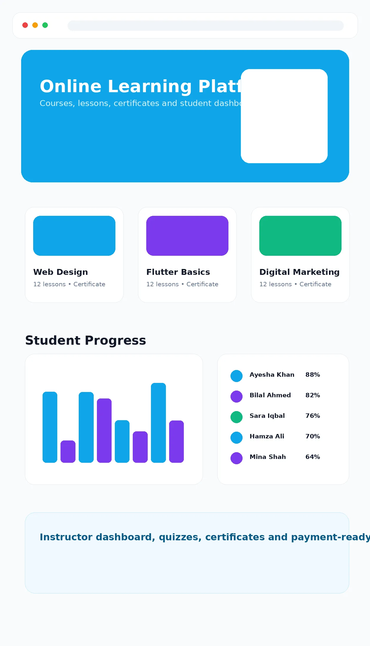 Online Learning Web App scrollable screenshot by AlphaCode